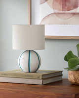 Soft Beige Traditional Table Lamp with linen details for bedside or console tables