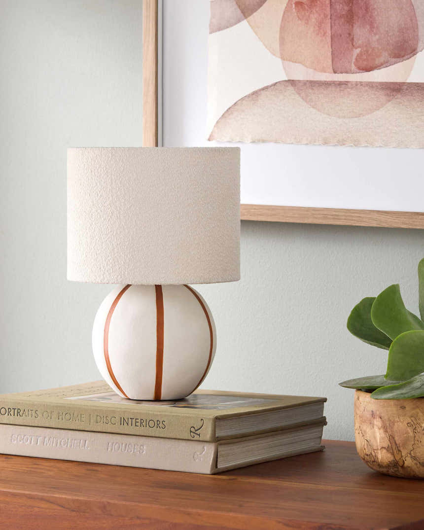 Warm Beige Traditional Table Lamp with linen details for bedside or console tables