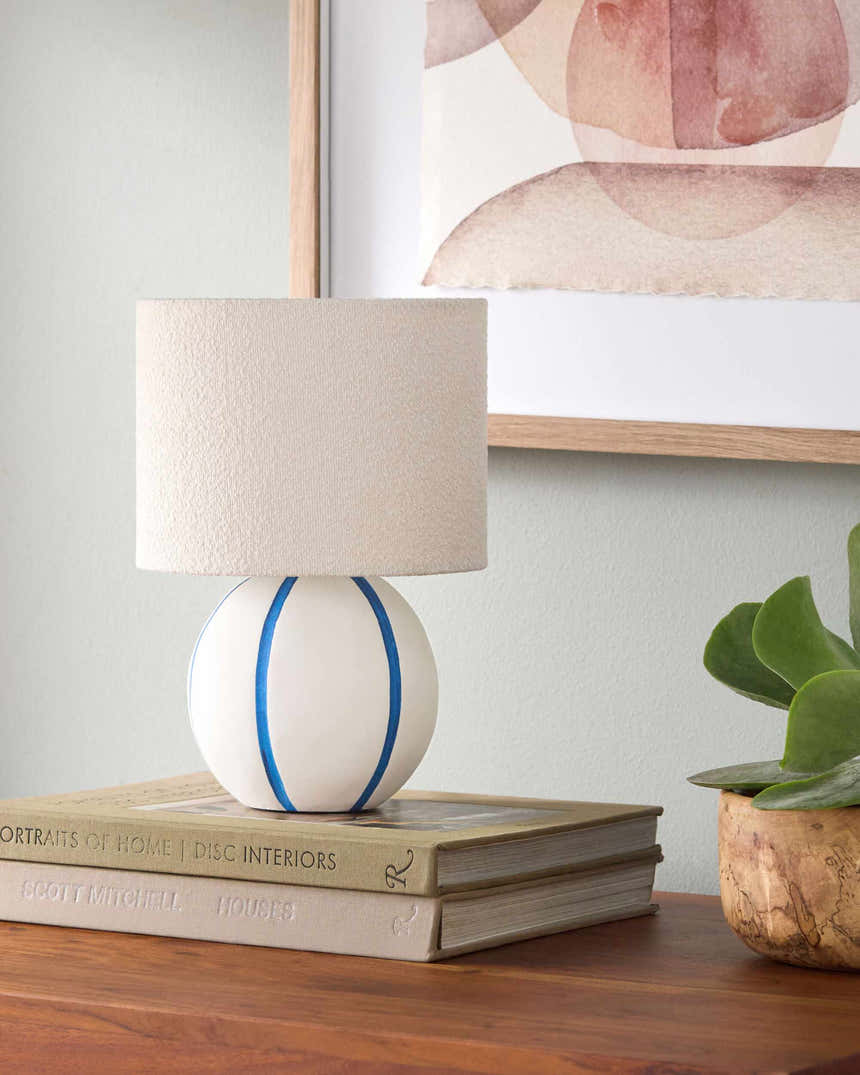 Deep Beige Traditional Table Lamp with linen details for bedside or console tables