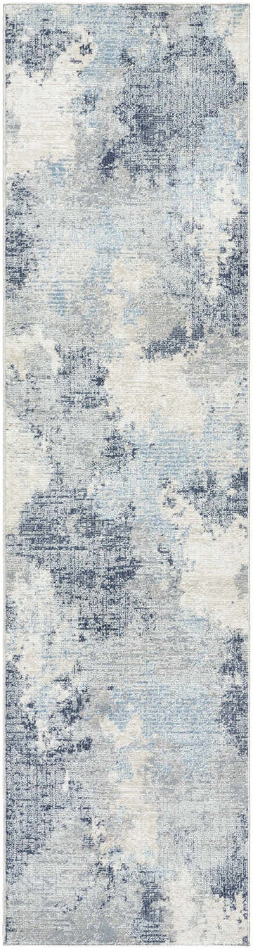 Close-up of the Keme Area Rug - Clearance. Contemporary design with charcoal, gray, and silver abstract patterns. Design-Runner-2610