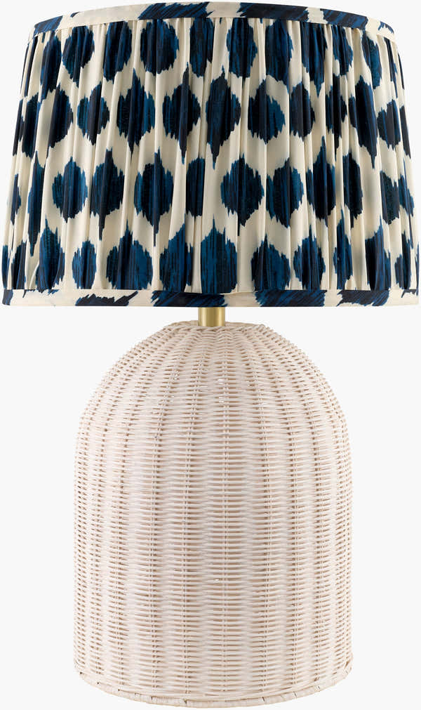 Warm Aqua Blue Bohemian Table Lamp with global details for bedside or console tables