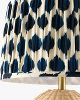 Soft Aqua Blue Bohemian Table Lamp with global details for bedside or console tables