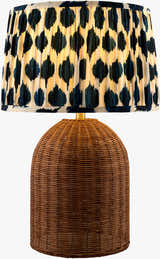 Rich Aqua Blue Bohemian Table Lamp with global details for bedside or console tables