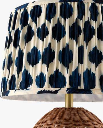 Rich Aqua Blue Bohemian Table Lamp with global details for bedside or console tables