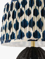 Deep Aqua Blue Bohemian Table Lamp with global details for bedside or console tables