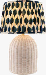 Warm Aqua Blue Bohemian Table Lamp with global details for bedside or console tables