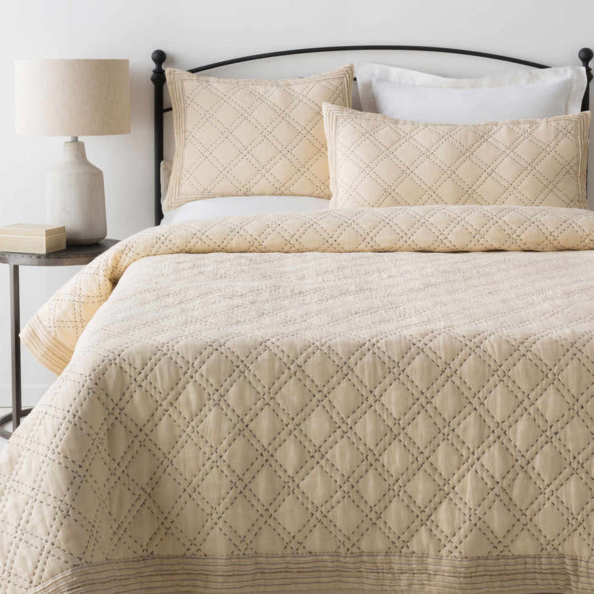Shadehill Beige Diamond Pattern Bedding Set - Clearance