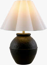 Dark Gray Rustic Table Lamp with linen details for bedside or console tables