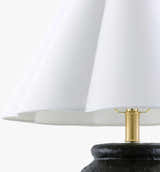 Dark Gray Rustic Table Lamp with linen details for bedside or console tables