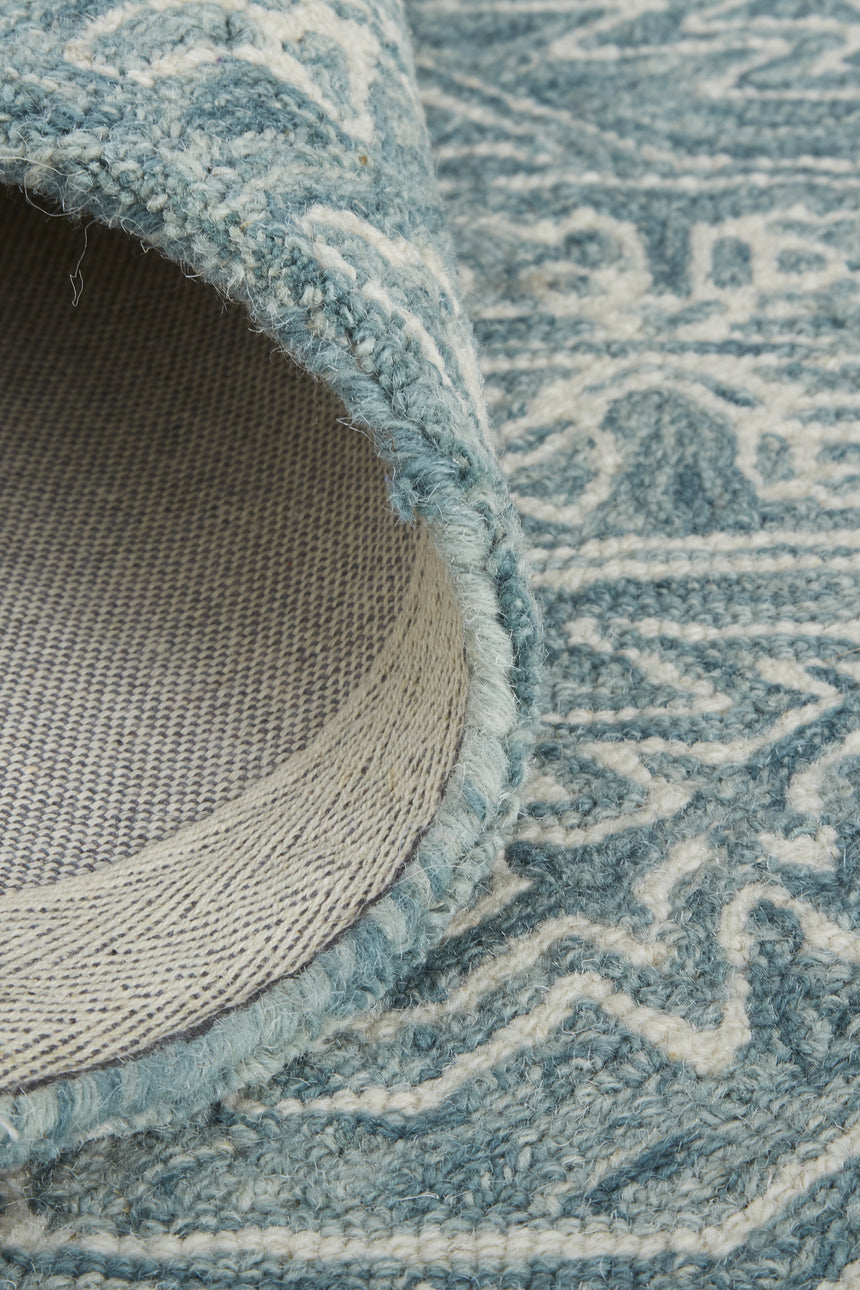 Feizy Belfort Transitional Medallion - Blue/Ivory/Green Area Rug - Clearance