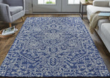 Feizy Belfort Transitional Medallion - Blue/Ivory Area Rug - Clearance