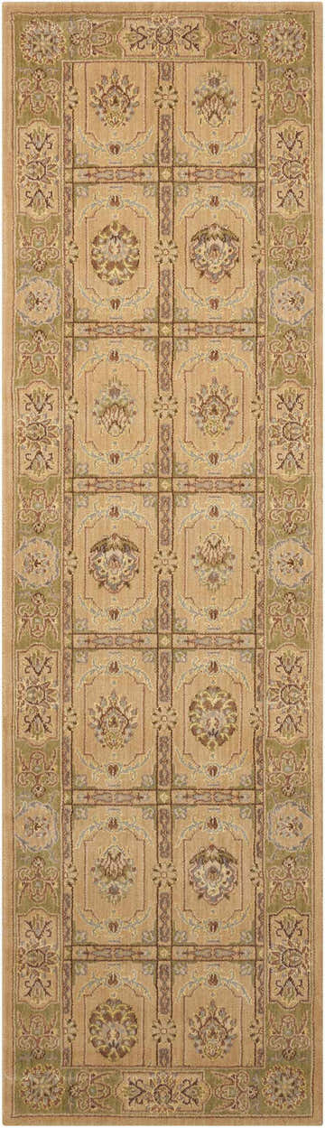 Close-up of the Nourison Persian Empire Sand Persian rug, showcasing its sandstone color and floral Persian design.