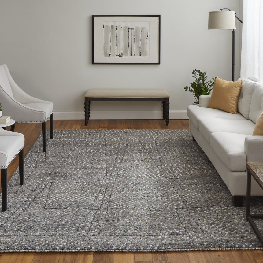 Feizy Dering Modern Polka Dots - Gray/Tan/Taupe Area Rug