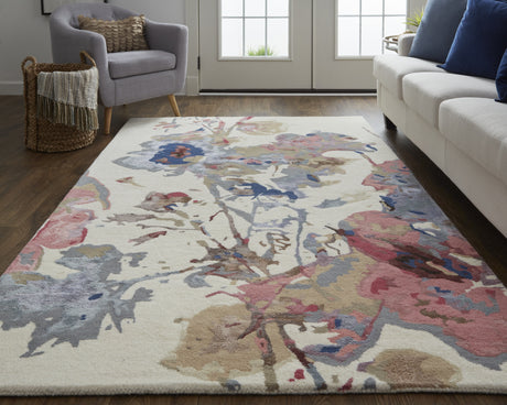 Feizy Dafney Transitional Floral & Botanical - Blue/Pink/Gray Area Rug
