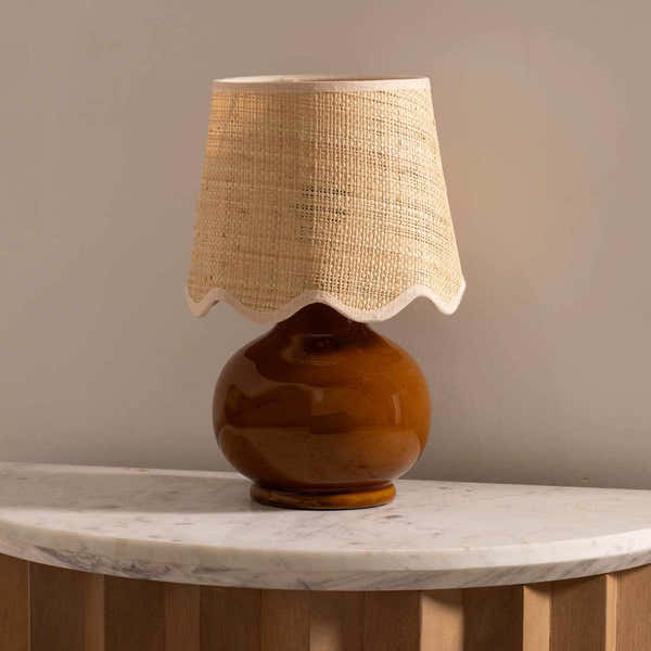 Wokila Tan Solid Ceramic Table Lamp