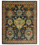 Traditional Large Design Blue, Rust and Gold Hand Knotted Multi Size wool Area Rug