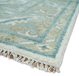 Hand Knotted Oriental Oushak Teal, Ivory and Beige Custom Made Wool Area Rug