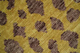 Leopard Design Mustard and Dark Plum Hand Knotted Custom Made wool area rug
