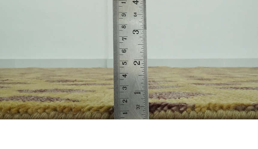 Leopard Design Mustard and Dark Plum Hand Knotted Custom Made wool area rug