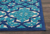 Close up of the Nourison Aloha Navy Bohemian Area Rug showing the texture and pattern.