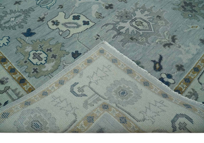 Light Blue Hand knotted Traditional Oushak Multi Size wool Area Rug