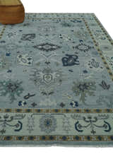 Light Blue Hand knotted Traditional Oushak Multi Size wool Area Rug