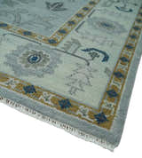 Light Blue Hand knotted Traditional Oushak Multi Size wool Area Rug