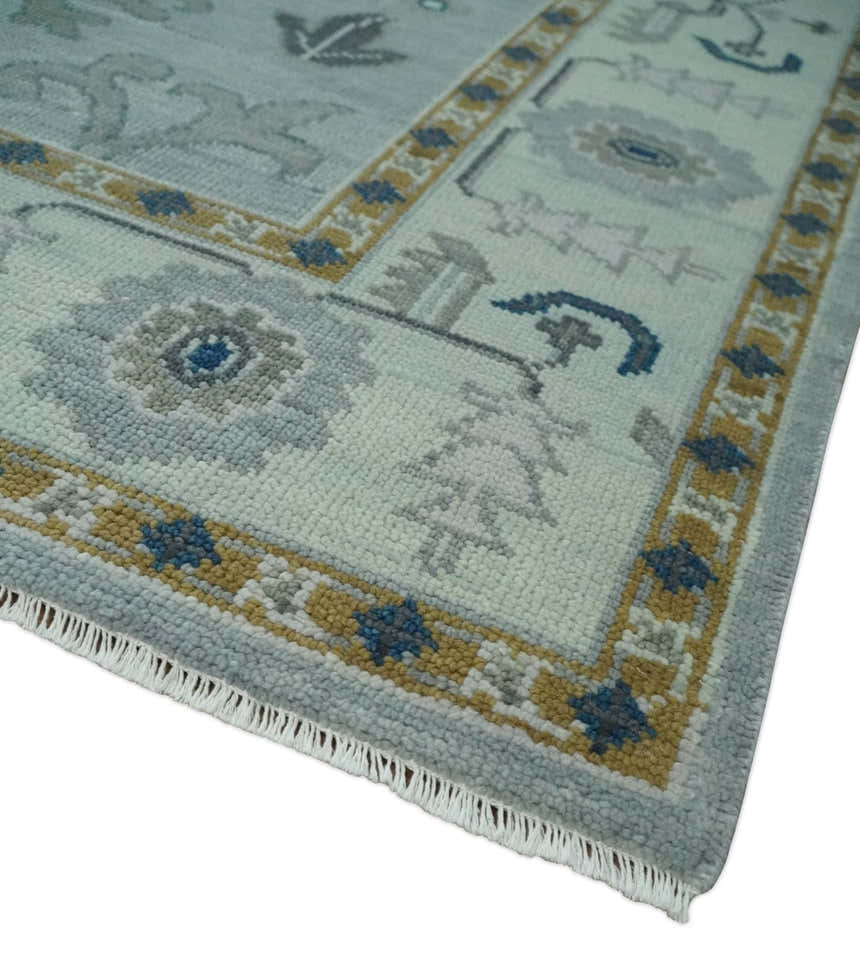 Light Blue Hand knotted Traditional Oushak Multi Size wool Area Rug