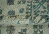 Light green, Teal and Charcoal Traditional Hand Knotted Custom Made wool Area Rug