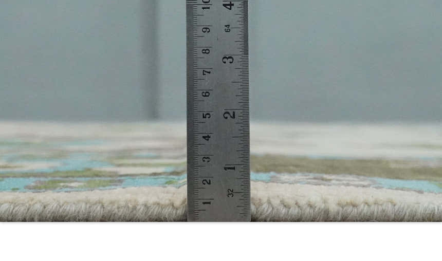 Light Peach, Green and Aqua Hand knotted Traditional Oushak Multi size wool Area Rug