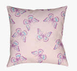 Kids Butterfly Animal Print Decorative Nursery Pink Outdoor Throw Pillow