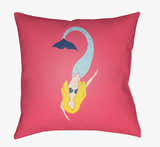 Kids Mermaid Decorative Nursery Dark Pink Outdoor Throw Pillow