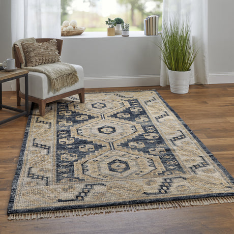 Feizy Fillmore Traditional Diamond - Blue/Ivory Area Rug