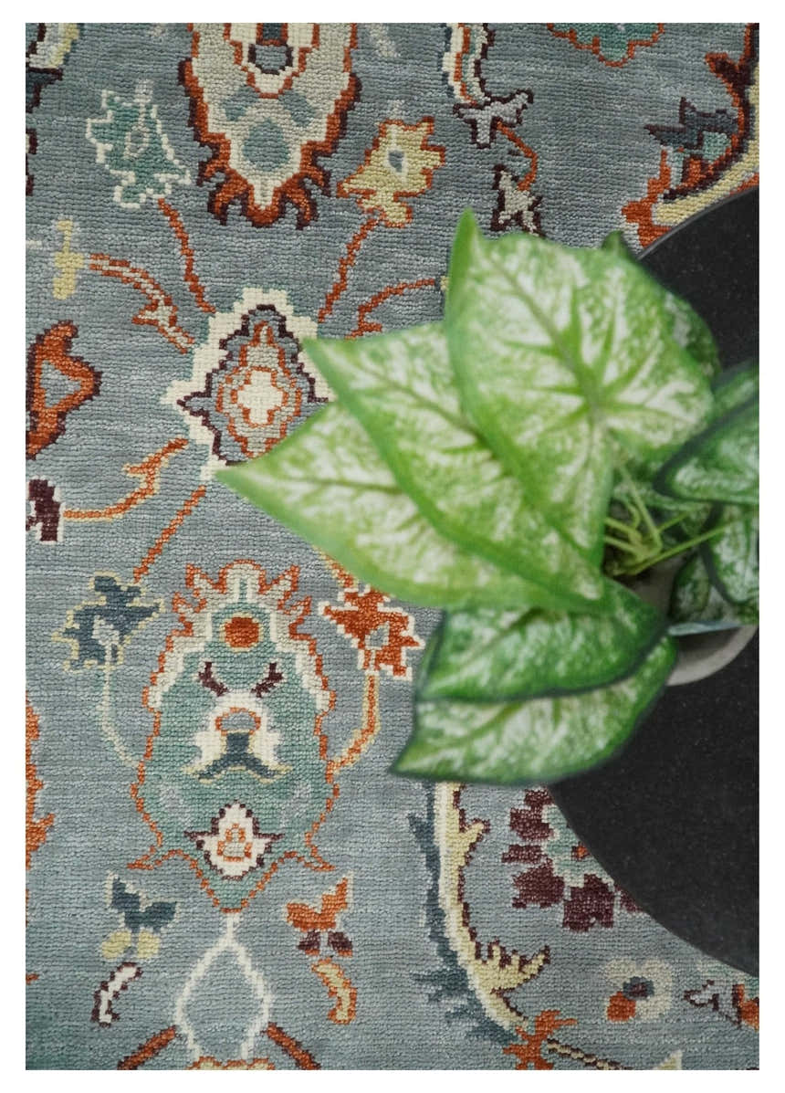 Hand Knotted Gray and Ivory Traditional Oriental Oushak Custom Made Wool Area Rug