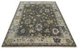 Custom Made Living Room Rug Hand Knotted Dark Gray and Beige Traditional Wool Rug
