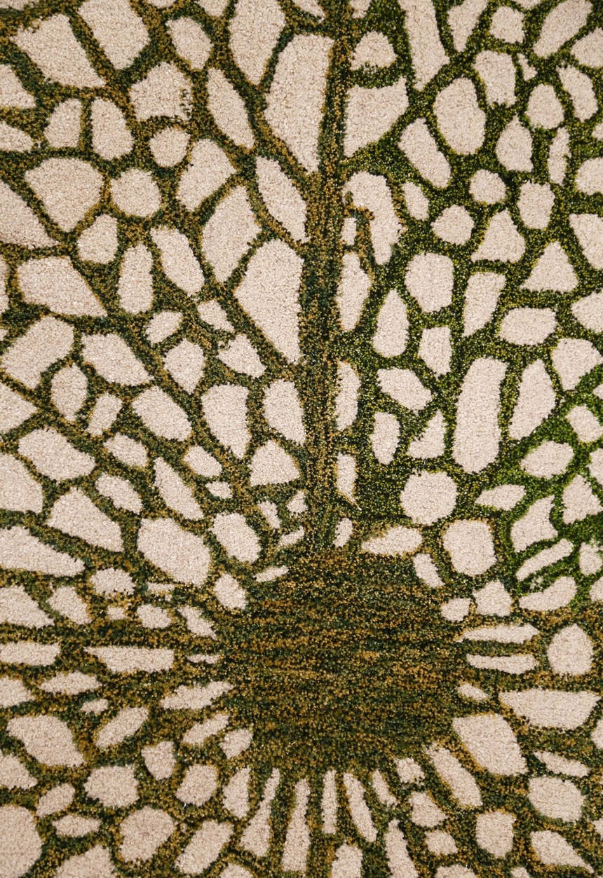 Lotus Lace Green Hand Tufted Wool Area Rug