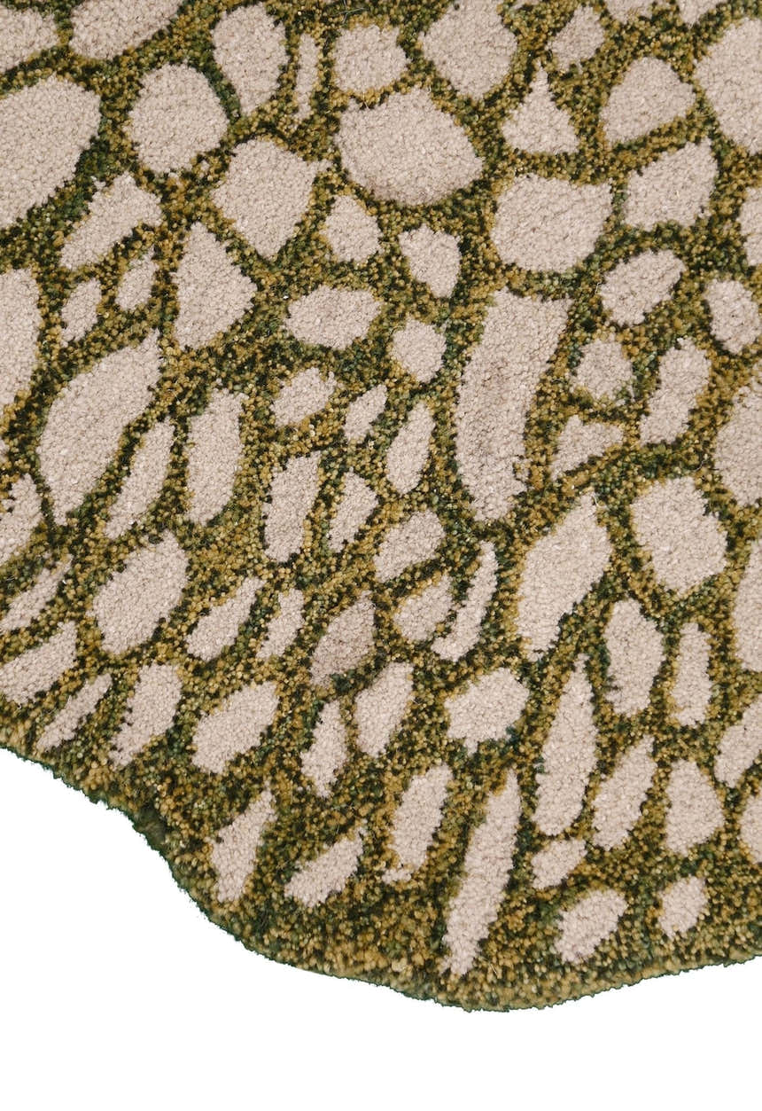 Lotus Lace Green Hand Tufted Wool Area Rug