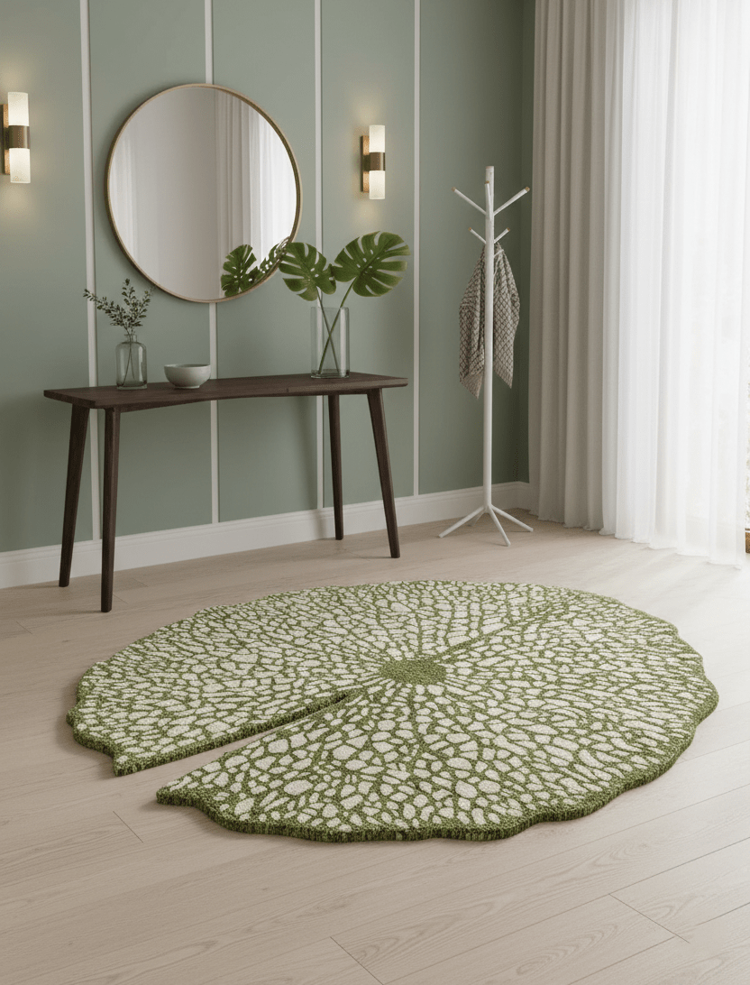 Lotus Lace Green Hand Tufted Wool Area Rug