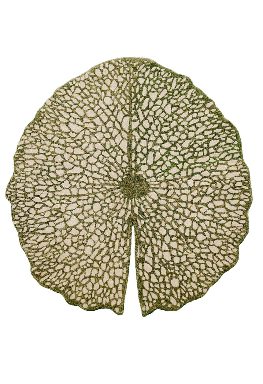 Lotus Lace Green Hand Tufted Wool Area Rug