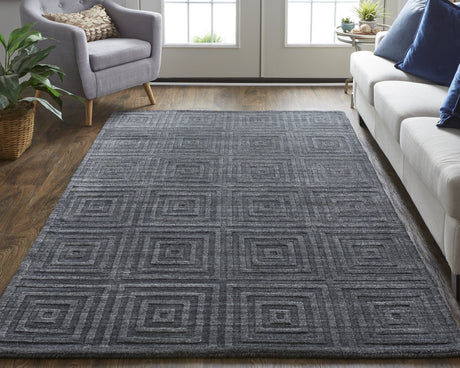 Feizy Redford Transitional Solid - Gray/Black Area Rug