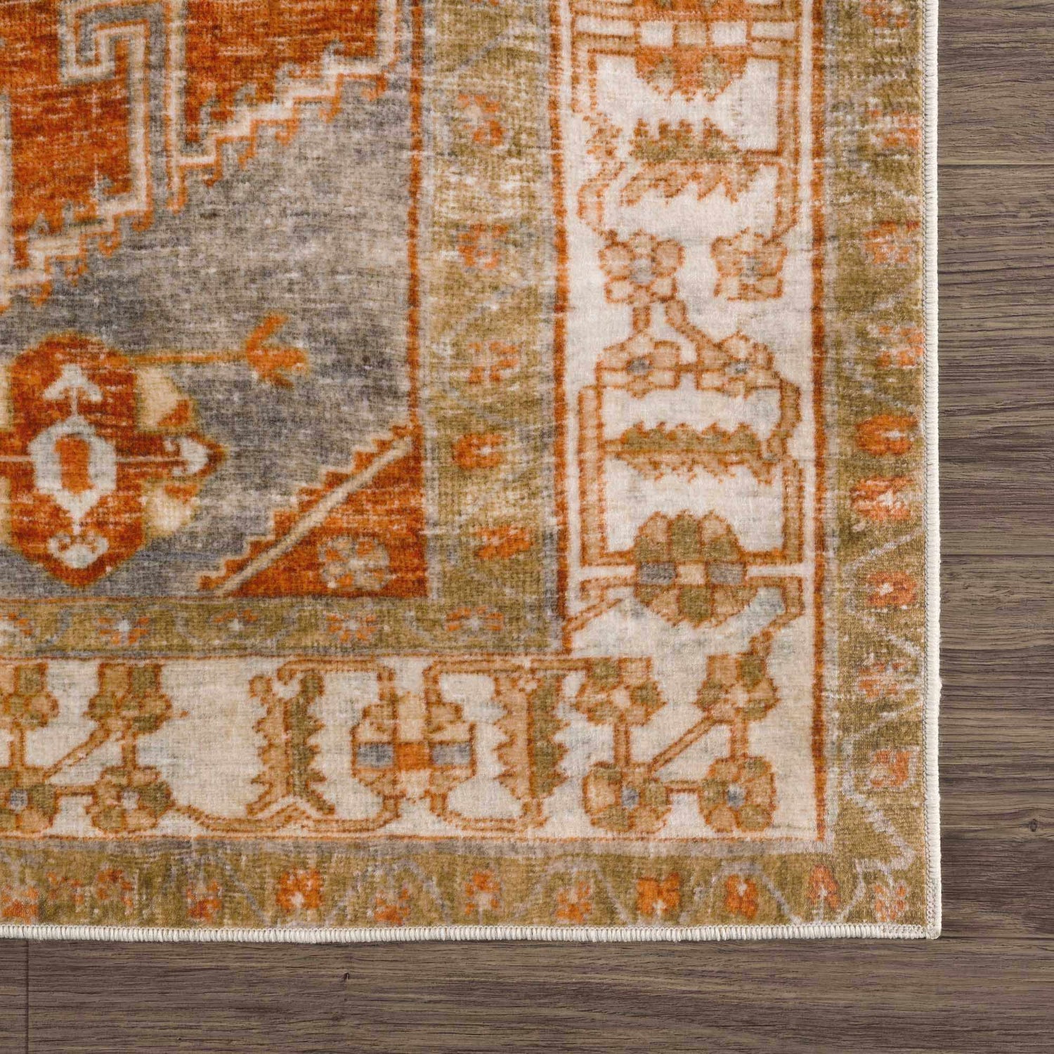 Sample Kullar Orange Washable Area Rug