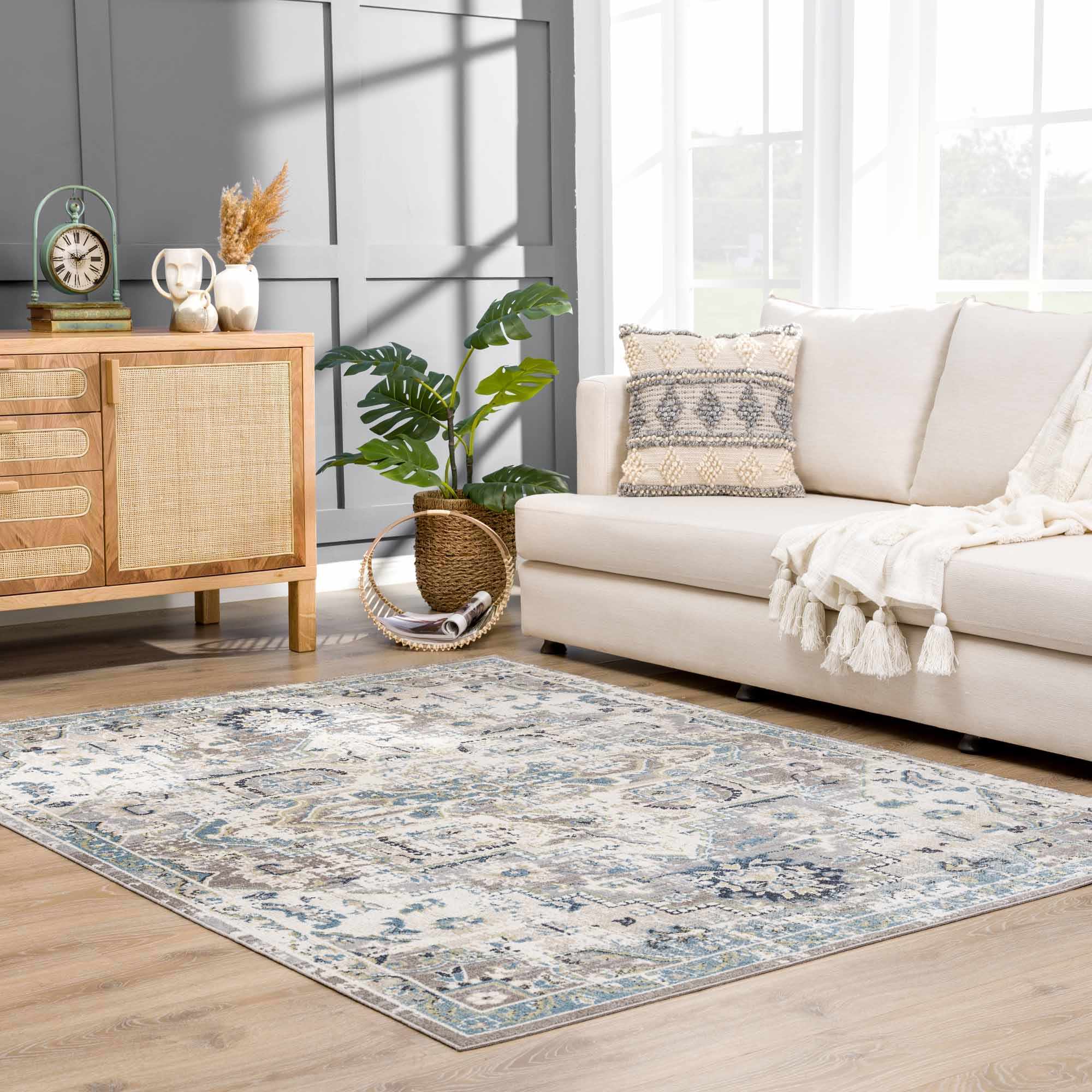 Cabacungan Gray & Blue Washable Area Rug – Boutique Rugs