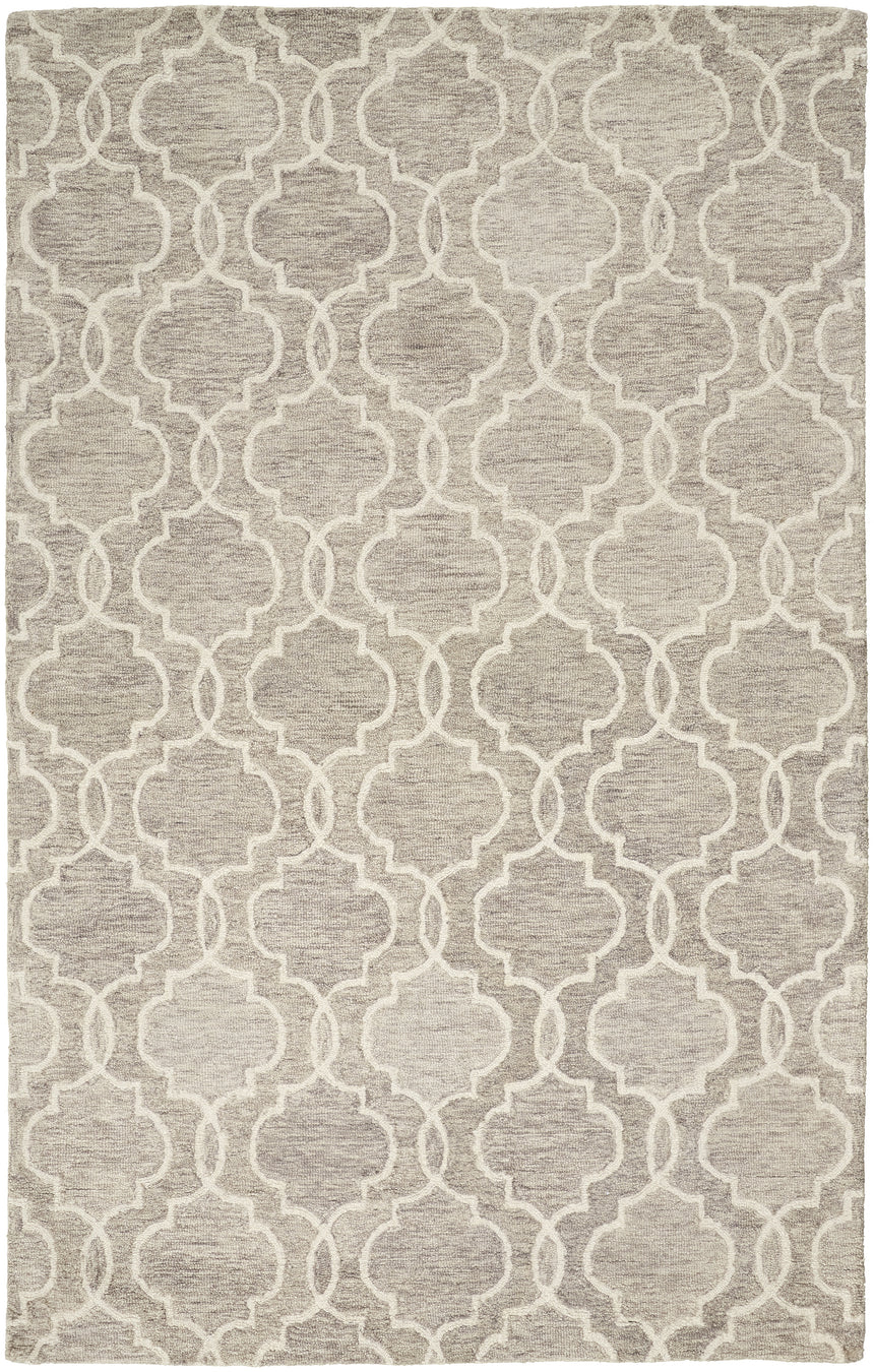 Feizy Belfort Transitional Trellis & Lattice - Gray/Ivory Area Rug