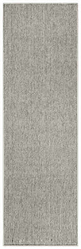 Close-up of Nourison Natural Texture Ivory Grey Farmhouse rug, featuring vertical stripes and textured weave.