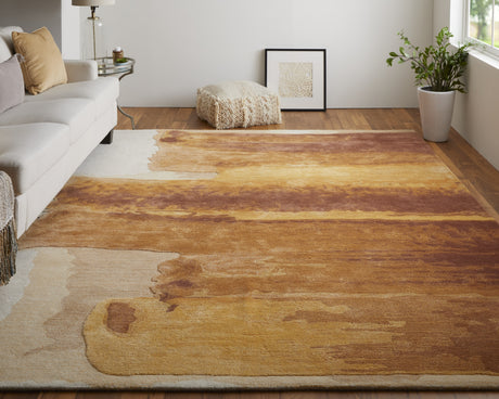 Feizy Anya Transitional Abstract - Red/Orange/Ivory Area Rug