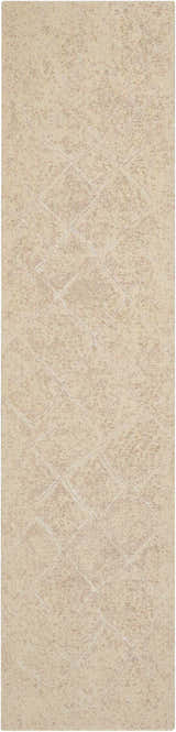 Close-up of Nourison Silk Elements Natural Persian rug. Beige wool rug with subtle diamond pattern.