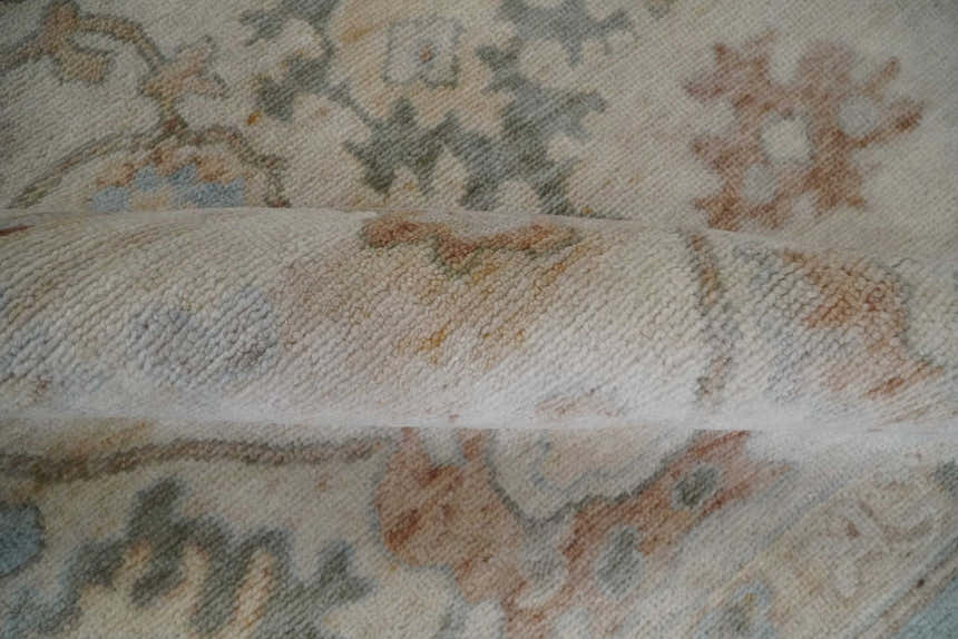 Made to Order Hand Knotted Ivory, Silver and Brown Traditional Antique Style Wool Area Rug