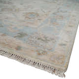 Made to Order Hand Knotted Ivory, Silver and Brown Traditional Antique Style Wool Area Rug