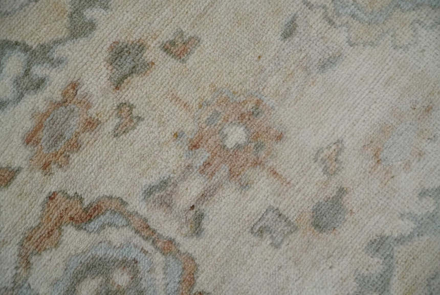 Made to Order Hand Knotted Ivory, Silver and Brown Traditional Antique Style Wool Area Rug