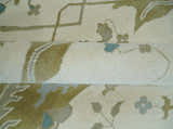 Made to Order Hand Knotted Oriental Oushak Ivory, Aqua and Beige Wool Area Rug